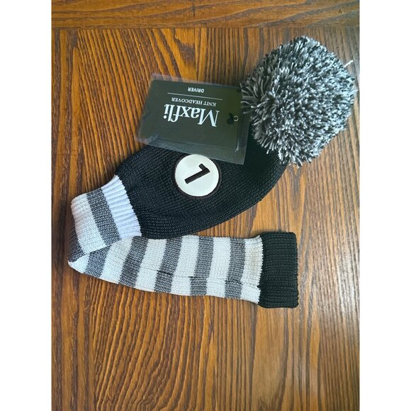 Maxfli Vintage Knit Driver Headcover, Black and White, NWT - Picture 2 of 4